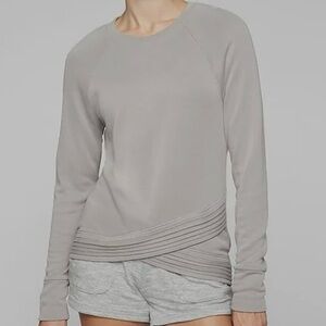 Athleta Serenity Criss Cross Sweatshirt Lightweight Grey